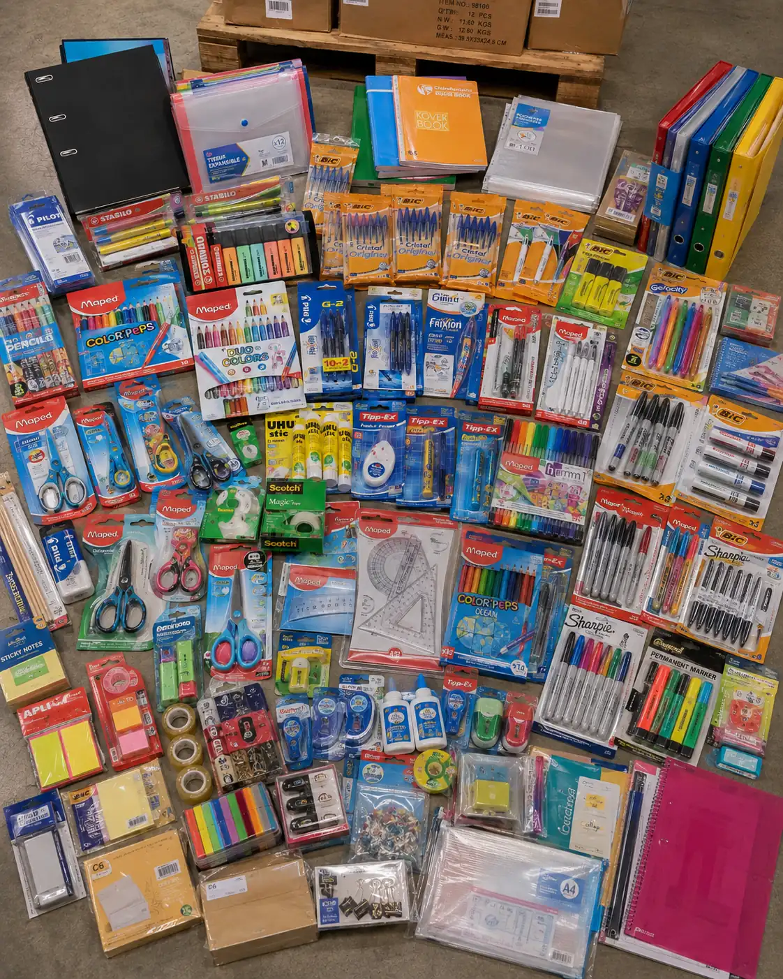 Produits de papeterie varié en destockage