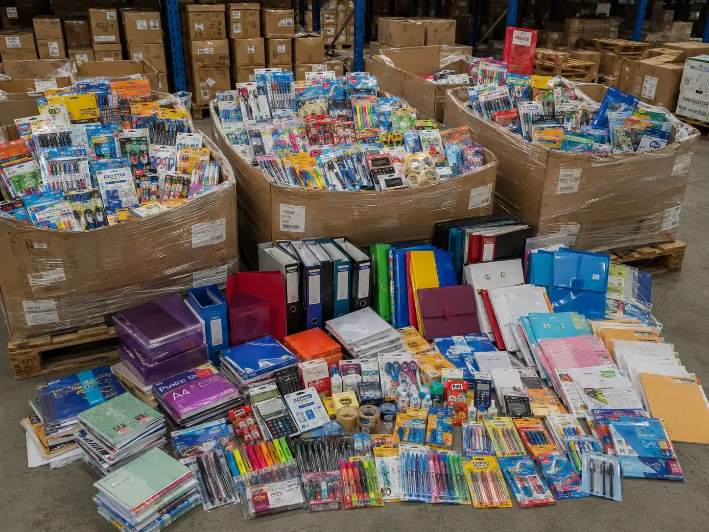Destockage de palettes papeterie scolaire et bureau