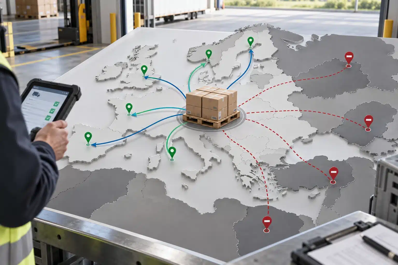 Stock professionnel orienté vers certains territoires de revente tandis que d’autres destinations sont exclues.